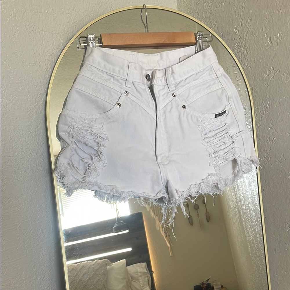 White Distressed Denim Shorts